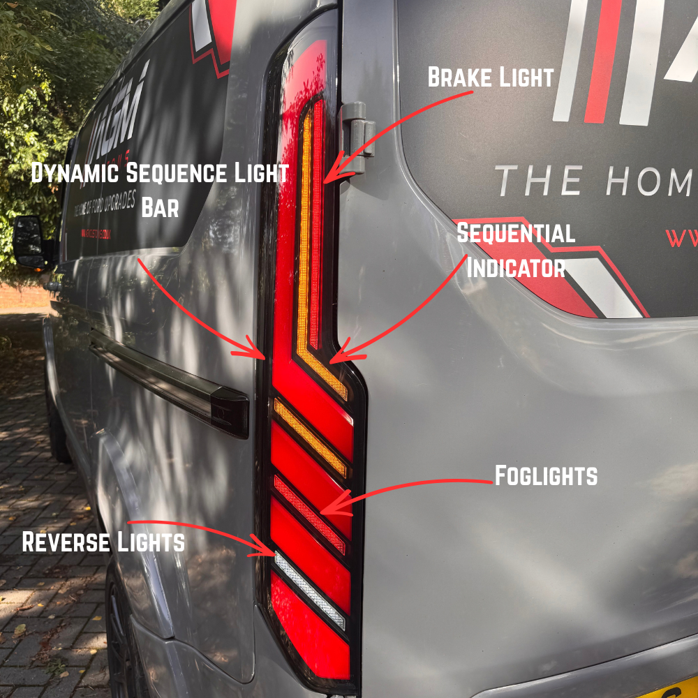 MK1 / 1.5 Transit / Tourneo Custom Full LED Taillights 2013 - 2023 Slotted LED Array